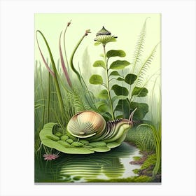 Garden Snail In Marshes Botanical Canvas Print