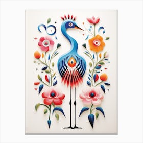 Scandinavian Bird Illustration Crane 1 Canvas Print