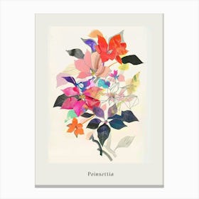 Poinsettia 1 Collage Flower Bouquet Poster Canvas Print