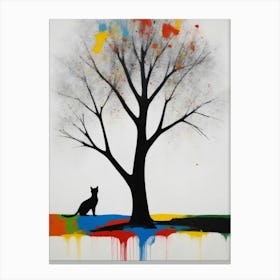 Cat Tree Nature Design Abstract Pet Animal Abstract Art Painting Canvas Print