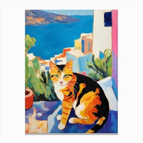 Painting Of A Cat In Crete Greece 2 Canvas Print