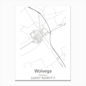 Wolvega,Netherlands Minimalist Map Canvas Print