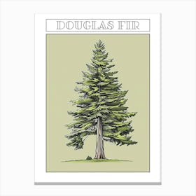 Douglas Fir Tree Minimalistic Drawing 4 Poster Canvas Print