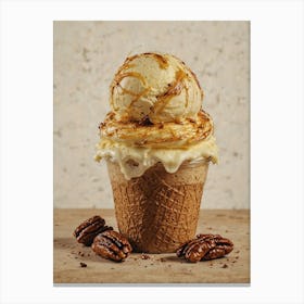 Ice Cream With Caramel And Pecans Canvas Print