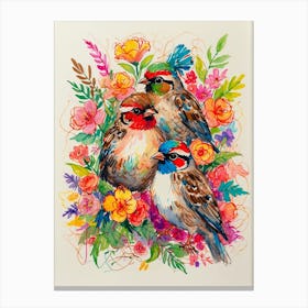 Three Sparrows Canvas Print