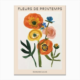 Spring Floral French Poster  Ranunculus 1 Canvas Print