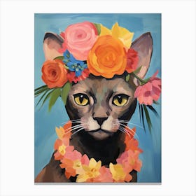 Burmese Cat With A Flower Crown Painting Matisse Style 1 Canvas Print