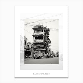 Poster Of Bangalore, India, Black And White Old Photo 4 Canvas Print