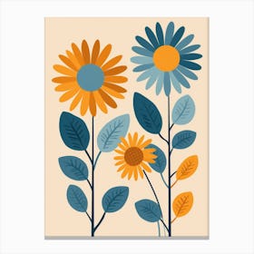 Flowers On A Beige Background Canvas Print