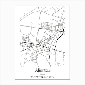 Aliartos,Greece Minimalist Map Canvas Print