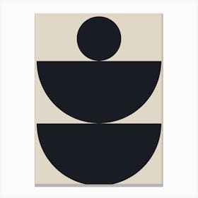 Abstract three circles mid century geometric monochrome pattern Canvas Print