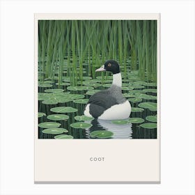 Ohara Koson Inspired Bird Painting Coot 2 Poster Canvas Print