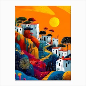 Village At Sunset Canvas Print