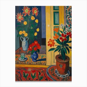 Room With Flowers Style Henri Matisse 3 Canvas Print