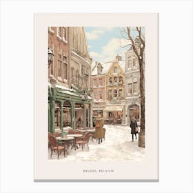 Vintage Winter Poster Bruges Belgium 6 Canvas Print