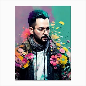 Man With Flowers Canvas Print