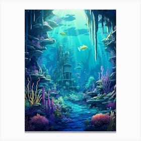 Underwater Landscape Pixel Art 1 Canvas Print