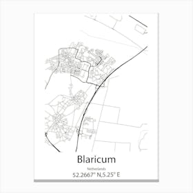 Blaricum,Netherlands Minimalist Map Canvas Print