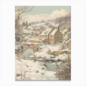 Vintage Winter Illustration Cotswolds United Kingdom 1 Canvas Print