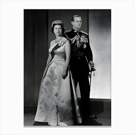 Queen Elizabeth Ii And Prince Philip Portrait Canvas Print