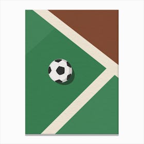 Vintage minimal art Soccer Ball On The Field Canvas Print