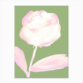 Rose White Pink Green Pastel - Watercolor Minimalist Painting Canvas Print