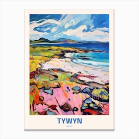 Tywyn Wales 3 Uk Travel Poster Canvas Print