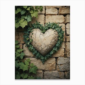 Heart Shaped Stone With Ivy Canvas Print