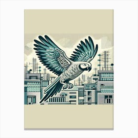 Azul Parrot In The City Canvas Print