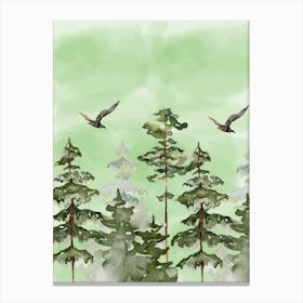 Watercolor Of A Forest green 1 Canvas Print