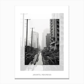 Poster Of Jakarta, Indonesia, Black And White Old Photo 2 Canvas Print
