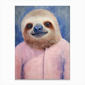 Playful Illustration Of Sloth For Kids Room 3 Canvas Print