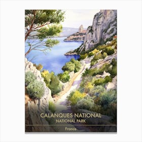 Calanques National Park France Watercolour 3 Canvas Print