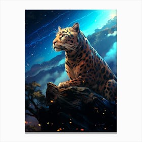 Leopard In The Night Sky Canvas Print