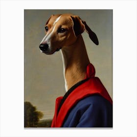 Whippet Renaissance Portrait Oil Painting Canvas Print