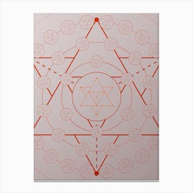 Geometric Abstract Glyph Circle Array in Tomato Red n.0224 Canvas Print