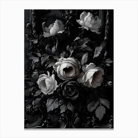 Dark Gothic Black And White Roses Canvas Print