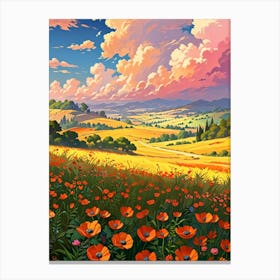 Poppies In The Field Canvas Print