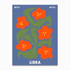 Libra Print Zodiac Poster Astrology Wall Decor Flower Market Botanical Canvas Print