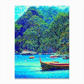 Ko Lipe Thailand Pointillism Style Tropical Destination Canvas Print