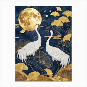 Cranes In The Moonlight 2 Canvas Print