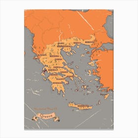 Vintage Greece Map Canvas Print