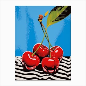 Cherries Retro Checkerboard Inspired Canvas Print