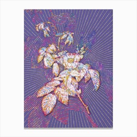 Geometric Apple Rose Mosaic Botanical Art on Veri Peri n.0209 Canvas Print