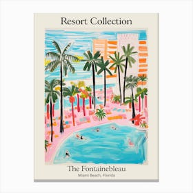 Poster Of The Fontainebleau Miami Beach   Miami Beach, Florida   Resort Collection Storybook Illustration 4 Canvas Print