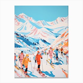 Verbier   Switzerland, Ski Resort Illustration 2 Canvas Print