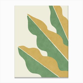 Colorblock Leaf Graphic Abstract Botanical Minimalist - Sage Green Gold Yellow Canvas Print