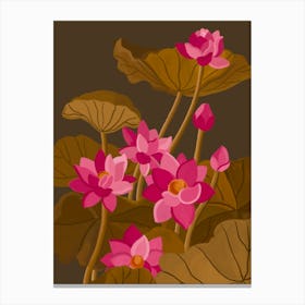 Pink Lotus Flowers Toile