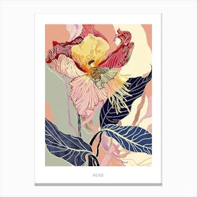 Colourful Flower Illustration Poster Rose 3 Canvas Print