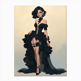 Gothic Garter Ruffle Dress Canvas Print